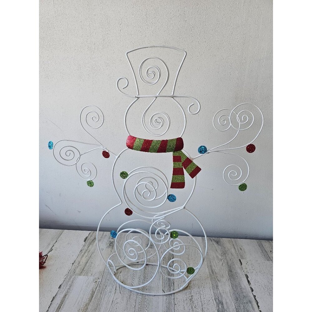 Pier 1 glitter large snowman Xmas decor retired rare‎